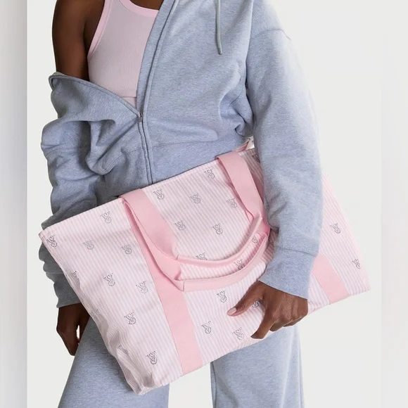Victoria's Secret Light Pink Tote with Stripes - Picture 3 of 4